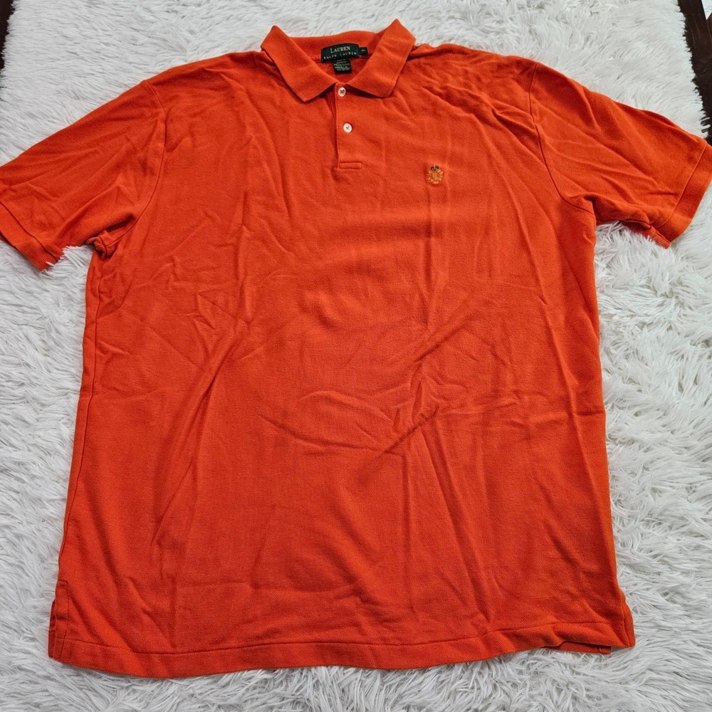 Lauren Ralph Lauren Mens XL Orange Cotton Short Sleeve Crest Logo Polo Shirt